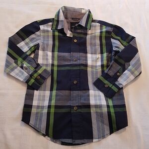 Nautica boys size 5/6 or Medium plaid button down New no tags